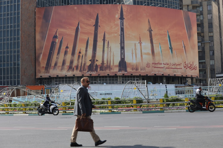 A picture of Iranian missiles in a street in Tehran, Iran, April 15 2024. Picture: Majid Asgaripour/WANA/REUTERS