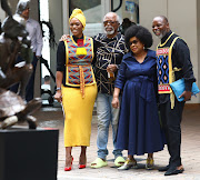 Unathi Nkayi, Dr John Kani, Lilian Dube and Thebe Ikalafeng posing for pictures before the official launch of the inaugural Cultural and Creative Industry Awards (CCIAs).