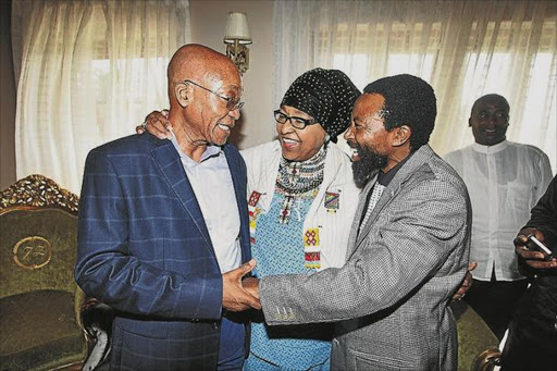 President Jacob Zuma , AbaThembu King Buyelekhaya Dalindyebo and ANC veteran Winnie Madikizela-Mandela in Nkandla when the king went to apologise to the president on Christmas Eve 2014 for calling the president a "liar" and a "Zulu boy". File photo.