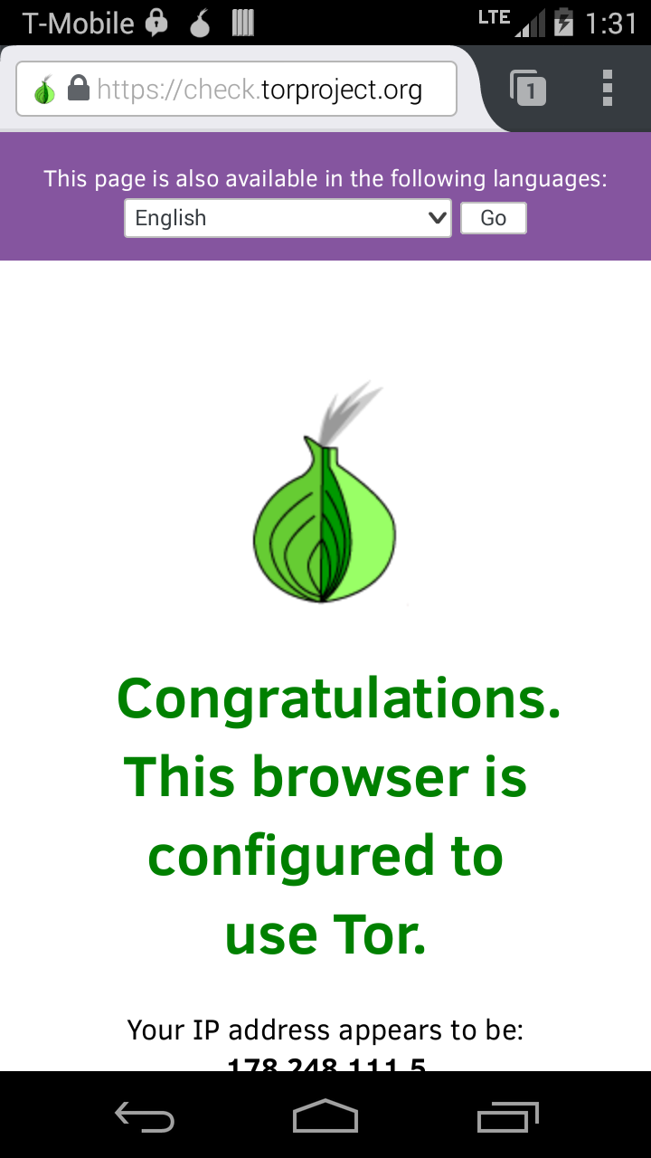 Android application Orfox: Tor Browser for Android screenshort