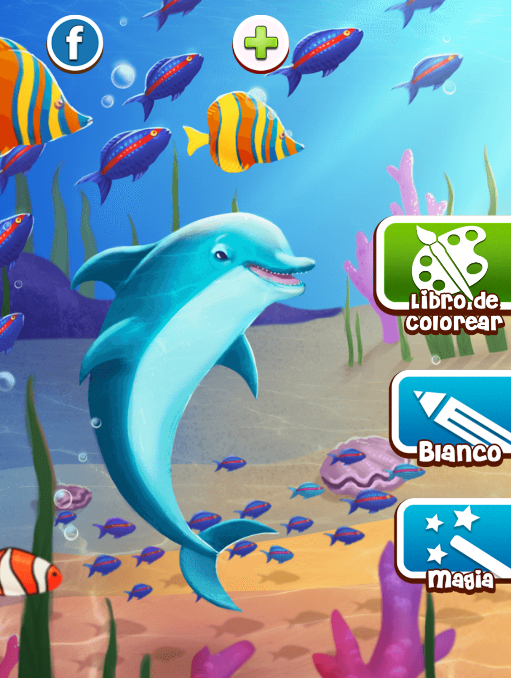 Android application Dolphins coloring pages screenshort