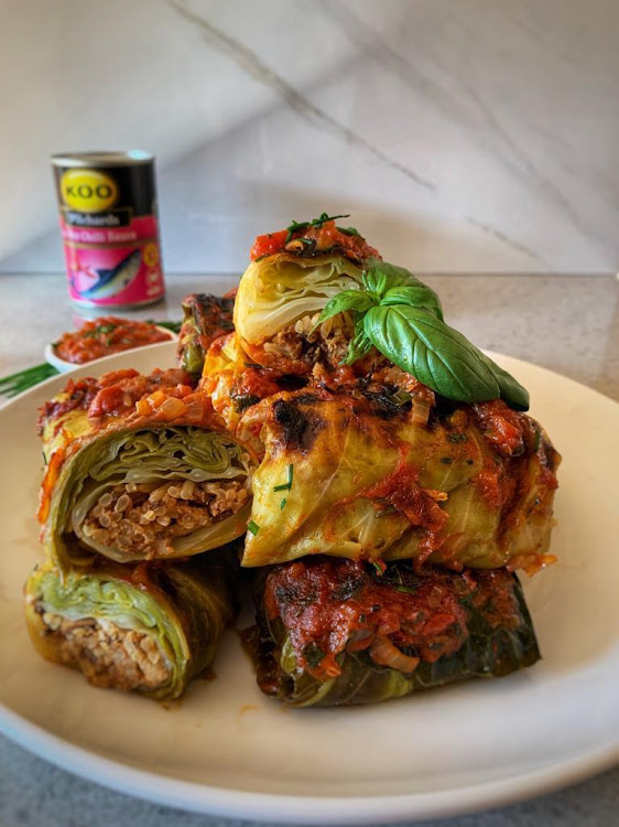 Koo Pilchards in Chilli Sauce are the star ingredient in these scrumptious cabbage rolls.