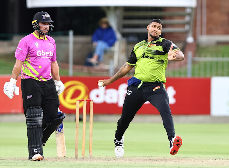 Christaan Jonker of the Rocks watches as the Warriors’ Patrick Kruger delivers the ball during the CSA T20 Challenge match at St George’s Park in Gqeberha on Sunday