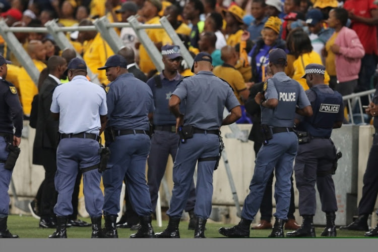 Crowd violence during the Nedbank Cup Semi Final match between Kaizer Chiefs and Free State Stars at Moses Mabhida Stadium on April 21, 2018 in Durban, South Africa.