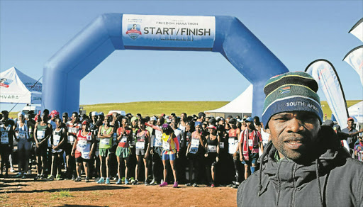 REACH FOR THE STARS: The 2017 Two Oceans Marathon winner Lungile Gongqa visited Sabalele village to motivate long-distance runners for the Chris Hani Freedom Marathon Picture: BHONGO JACOB