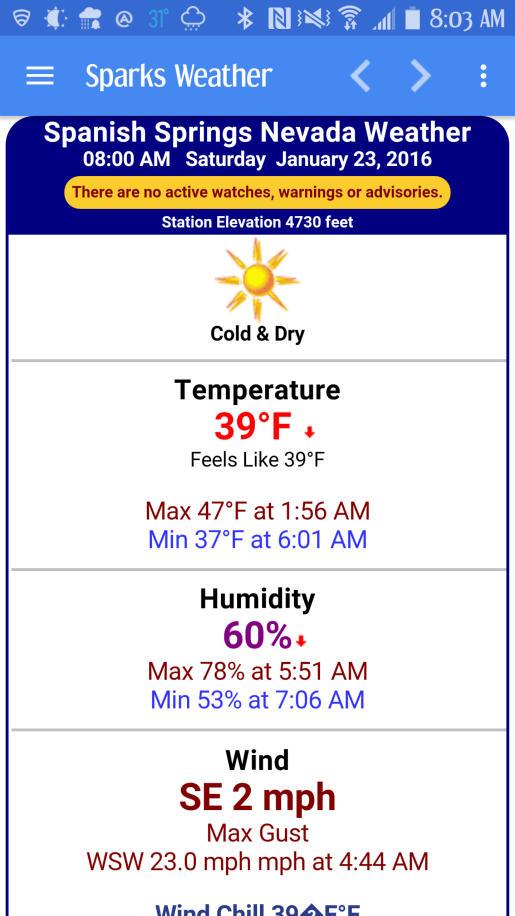 Android application Sparks Nevada Weather screenshort