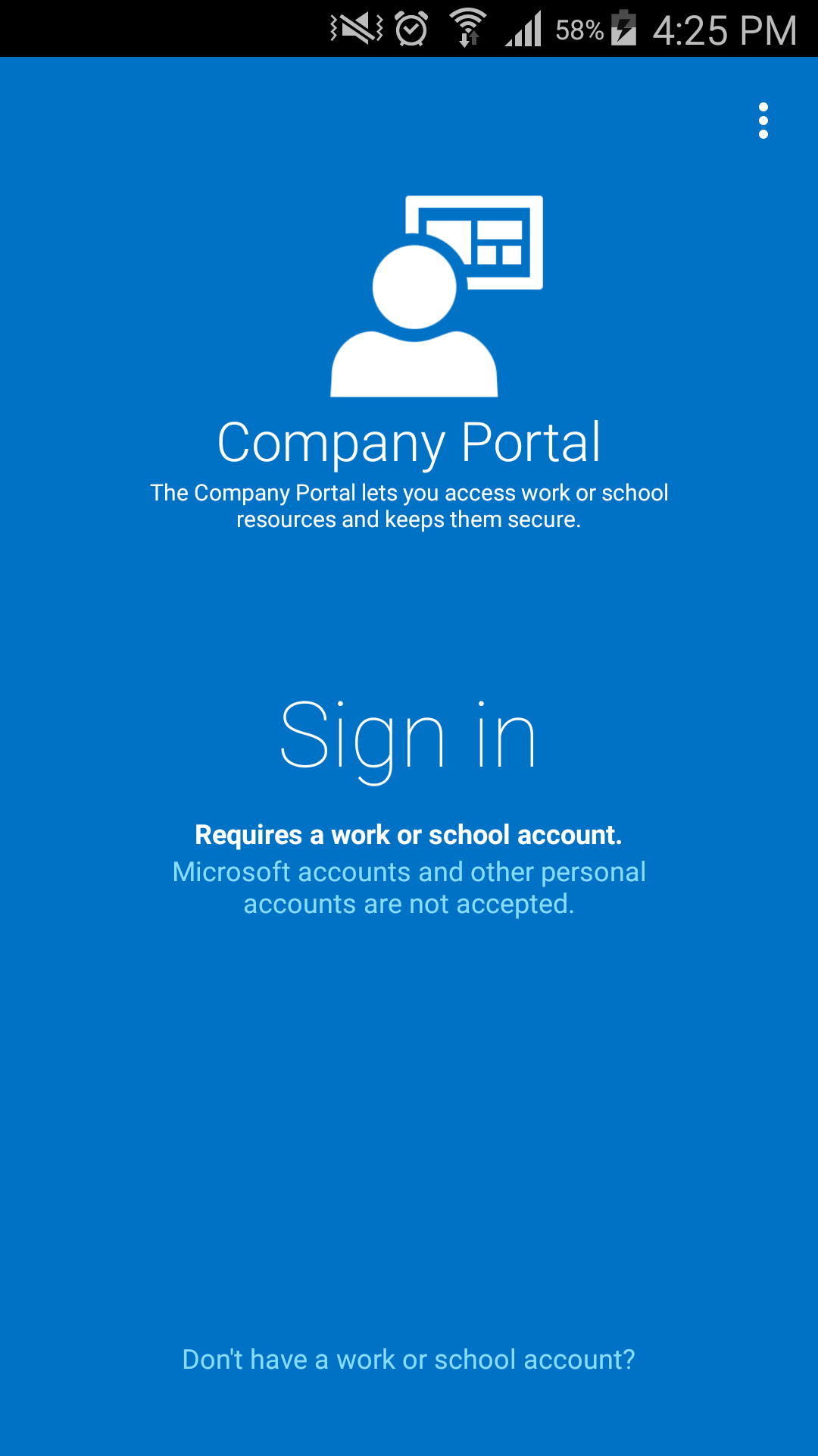 Android application Intune Company Portal screenshort