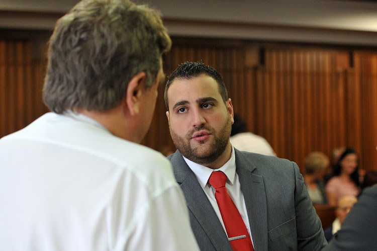 Christopher Panayiotou and advocate Terry Price with Alwyn Griebenow during the murder trial in the Jayde Panayiotou case at the High Court on April 24, 2017 in Port Elizabeth.