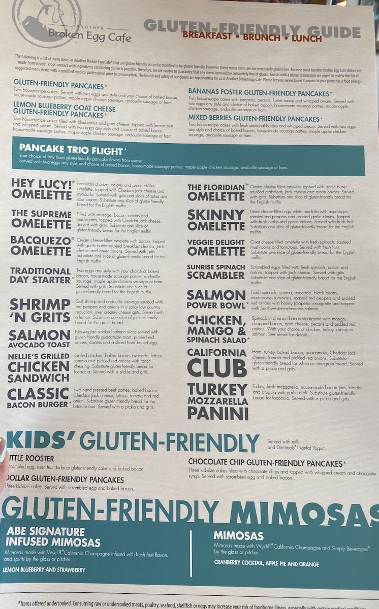 Another Broken Egg Cafe gluten-free menu