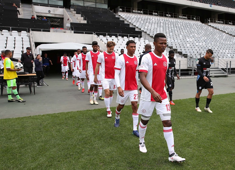 Rodrick Kabwe during the National First Division match between Ajax Cape Town and Cape Umoya United at Cape Town Stadium on April 14, 2019 in Cape Town, South Africa.
