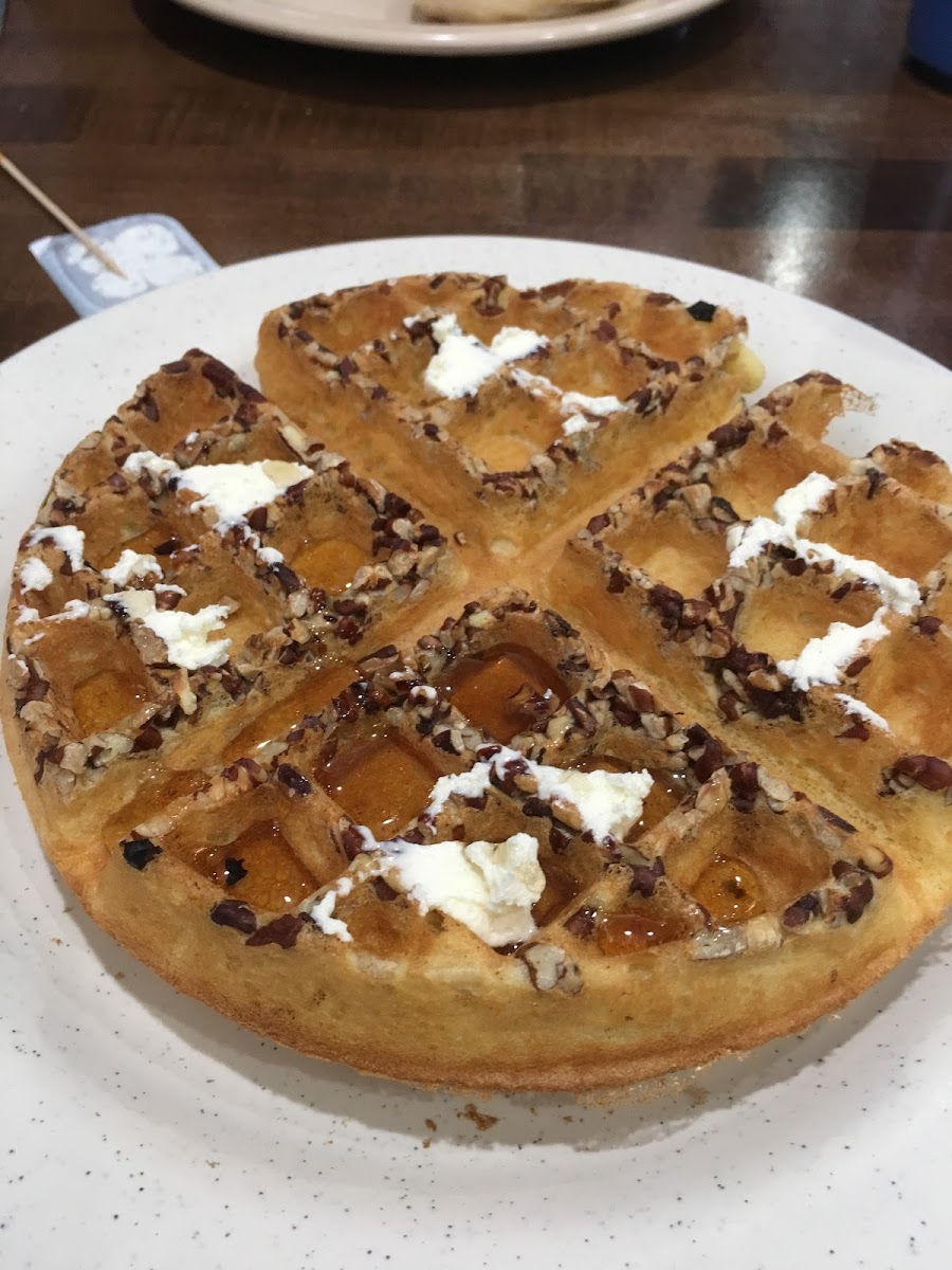 Pecan waffle.  Crispy outside and fluffy inside.