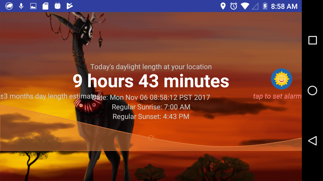 Day Light Length (Solar day at your location) — приложение на Android