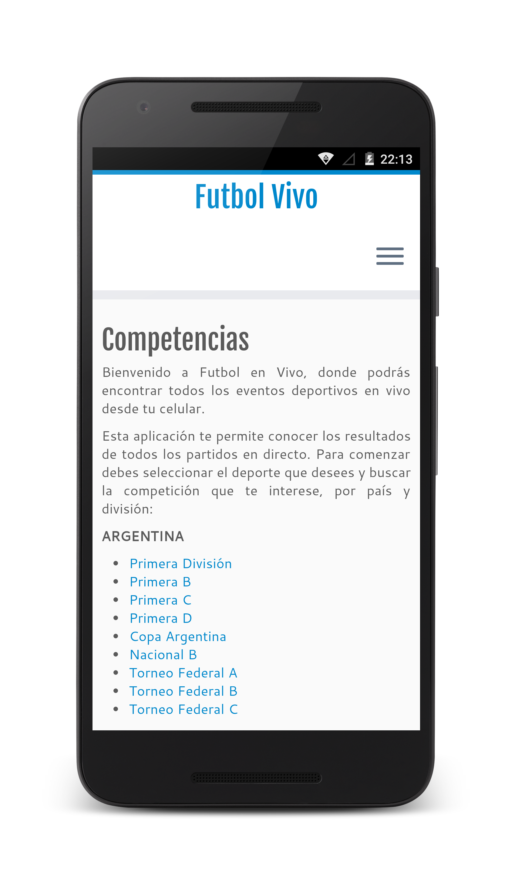 Android application Football live screenshort