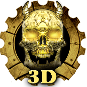 Download Wooden Golden 3D Skull Theme For PC Windows and Mac