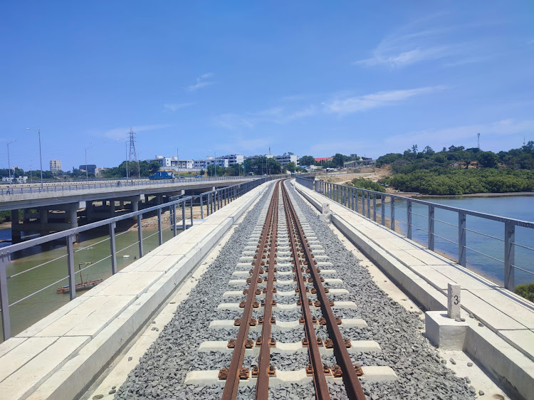A section of the construction of the SGR-MGR link project in Mombasa.