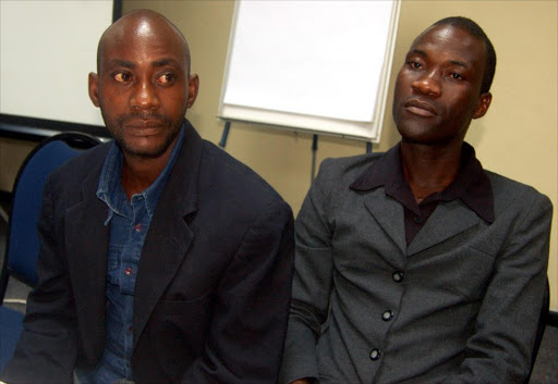 Tiwonge Chimbalanga (R), and his husband Steven Monjeza (L) are seen prior to a press conference in Liongwe on June 2, 2010, five days after Malawi's President Bingu wa Mutharika pardoned them. A Malawian gay couple who received a presidential pardon on a 14-year sentence for sodomy called President Bingu wa Mutharika a "caring father" and a "tolerant president". The pardon followed a meeting between Mutharika and United Nations chief Ban Ki-moon. Malawi has been sharply criticised by the international community for jailing the couple and maintaining laws that criminalise homosexuality.