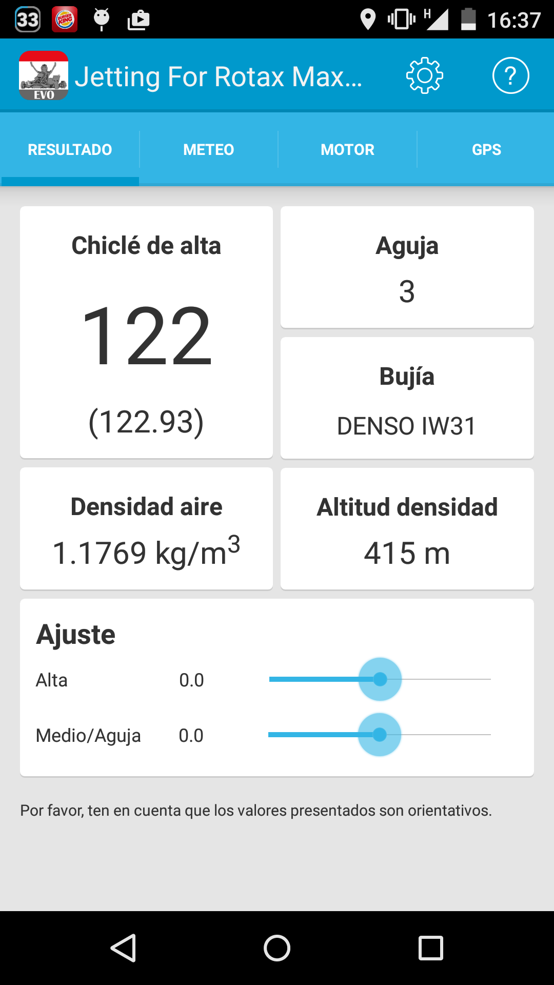 Android application Jetting for Rotax Max Evo screenshort