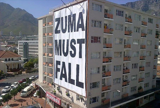 Zuma Must Fall banner signage