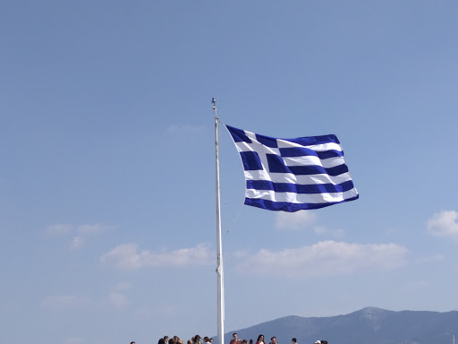Greek Flag on the Acropolis
