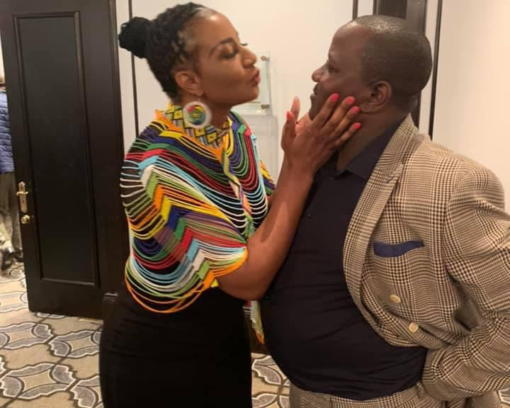 ANC MP Boy Mamabolo says he regularly gives 'friendly kisses' to people he knows. He is pictured here with Netball SA president Cecilia Molokwane.