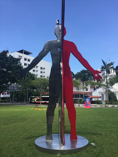 Black and red statue at Bras Basah Road