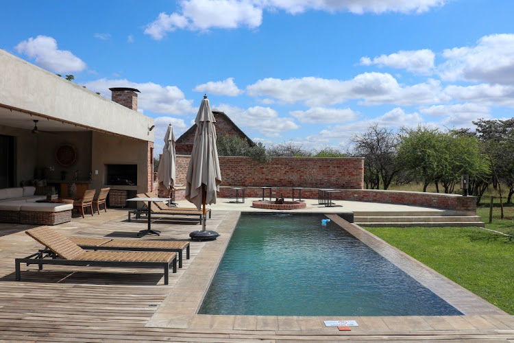 The pool area at Dinokeng Private Bush House.