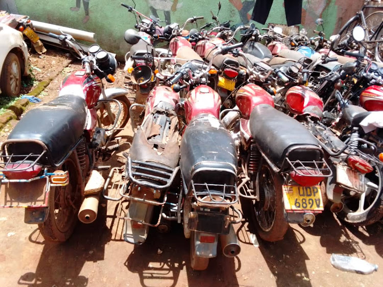 A cache of five suspected stolen motorcycles