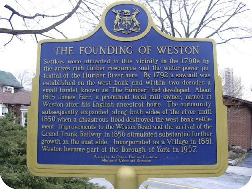 Settlers were attracted to this vicinity in the 1790s by the area's rich timber resources and the water power potential of the Humber River here. By 1792 a sawmill was established on the west bank...