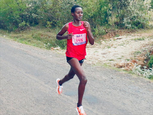 Edith Chelimo running during Baringo Half Marathon.jpg /Stanley Magut