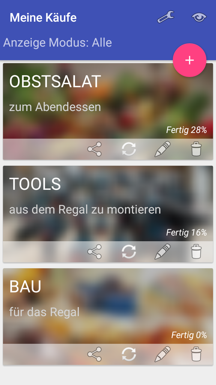 Android application Shopping list screenshort