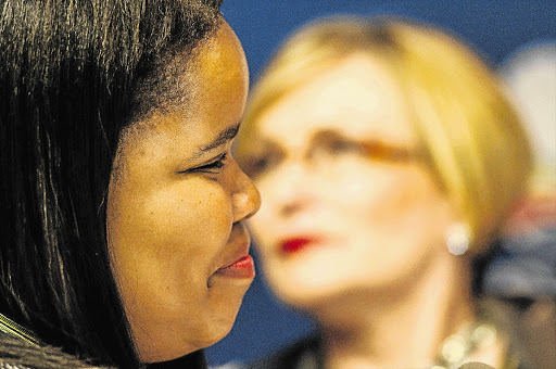 HARVARD BOUND: Lindiwe Mazibuko, the DA's parliamentary leader, with party leader Helen Zille at the national election centre on Friday during a press conference Picture: WALDO SWIEGERS