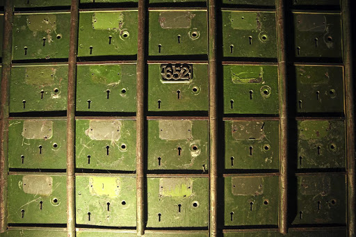 Lock boxes inside Somerset House, which was originally built as a bank.