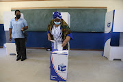 Sizakele 'MaKhumalo' Zuma, the first wife of former president Jacob Zuma, voted on Tuesday at her village of KwaNxamalala. 

