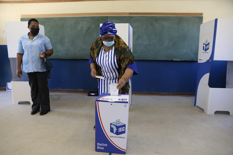 Sizakele 'MaKhumalo' Zuma, the first wife of former president Jacob Zuma, voted on Tuesday at her village of KwaNxamalala.