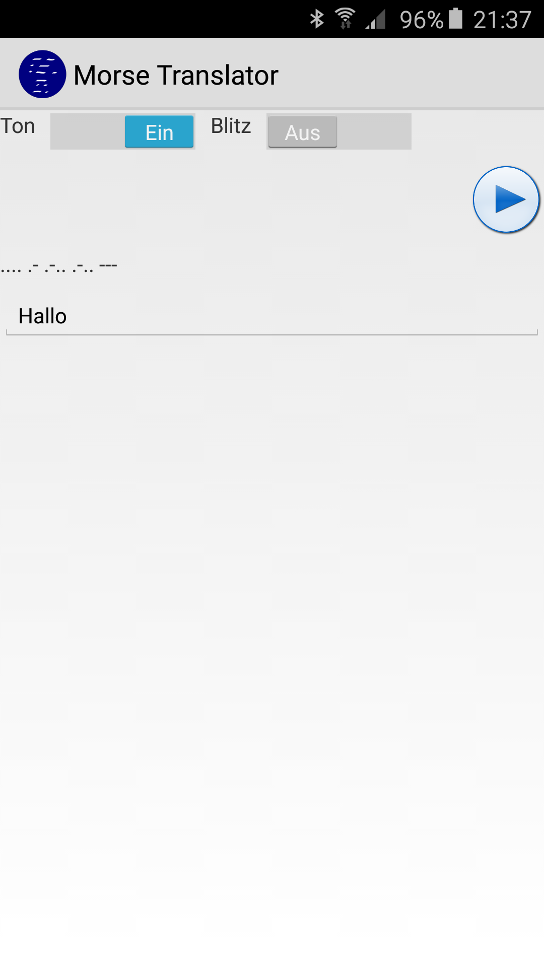 Android application Morse Me screenshort