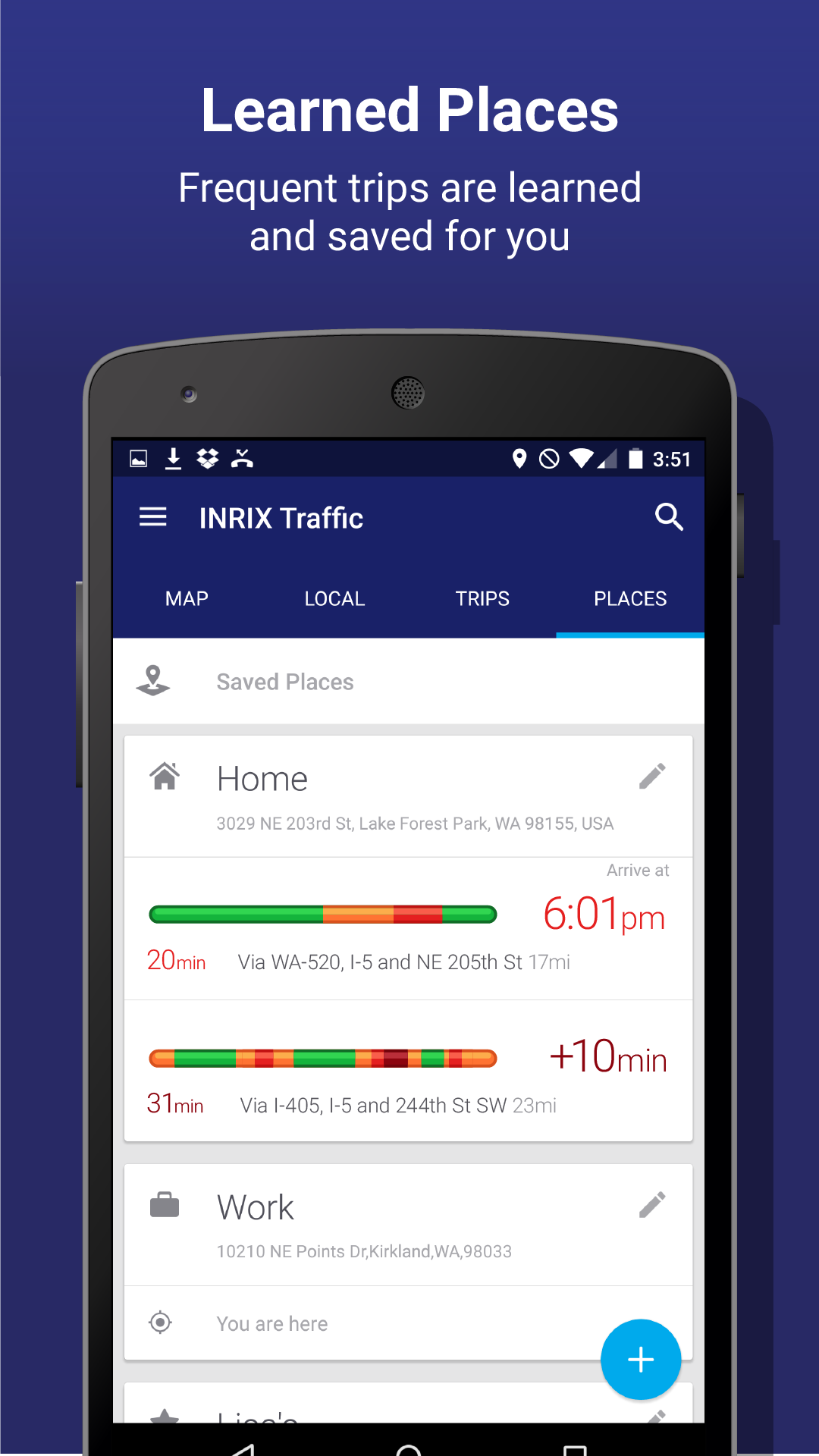 Android application INRIX Traffic Preview screenshort