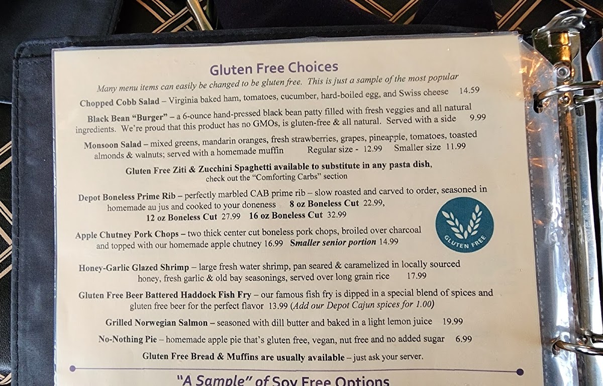Gluten-Free at D & R Depot Restaurant