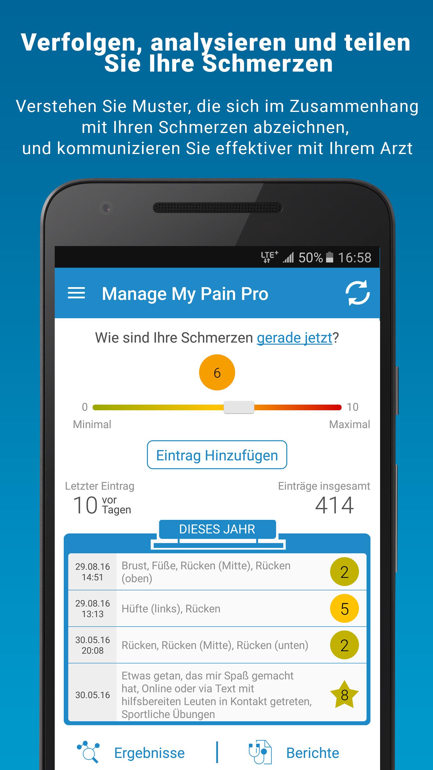 Android application Manage My Pain Pro screenshort