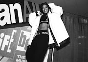 American R&B singer Aaliyah(Aaliyah Dana Houghton) poses for a photo backstage at Madison Square Garden, October 5, 1995 in New York City.