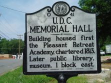 Building housed first the Pleasant Retreat Academy, chartered 1813. Later public library, museum. 1 block east.Plaque via North Carolina Highway Historical Marker Program, and is used with their...