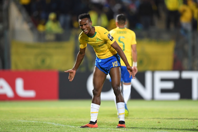Themba Zwane of Mamelodi Sundowns during the CAF Champions League match between Mamelodi Sundowns and Horoya AC at Lucas Moripe Stadium on August 28, 2018 in Pretoria, South Africa.