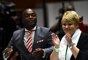 19/08/2016. NEW BROOM:  Solly   Msimanga  with Marietha Aucamp at his swearing-in ceremony on Friday. © Supplied