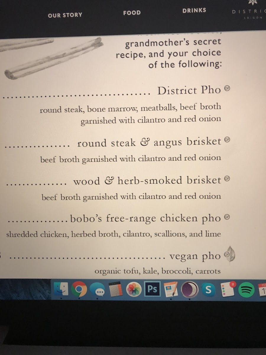 District Saigon gluten-free menu