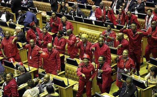 Members of the EFF disrupting President Cyril Ramaphosa's speech last week, delaying proceedings during SONA 2020.