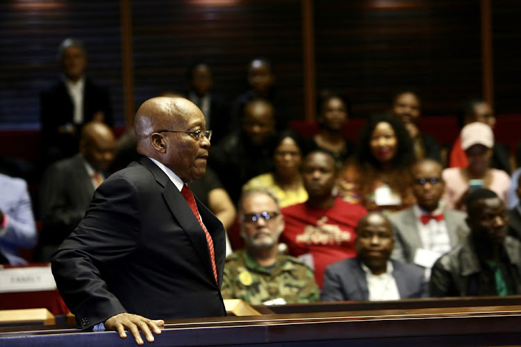 Former president Jacob Zuma arrives in the Pietermaritzburg High Court for his third appearance on charges of fraud and corruption on July 27, 2018.