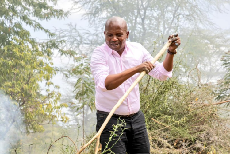 Interior CS Kithure Kindiki during tour of North Rift Valley Region to evaluate rehabilitation of schools and other social amenities abandoned or destroyed by bandit attacks, December 27, 2023.