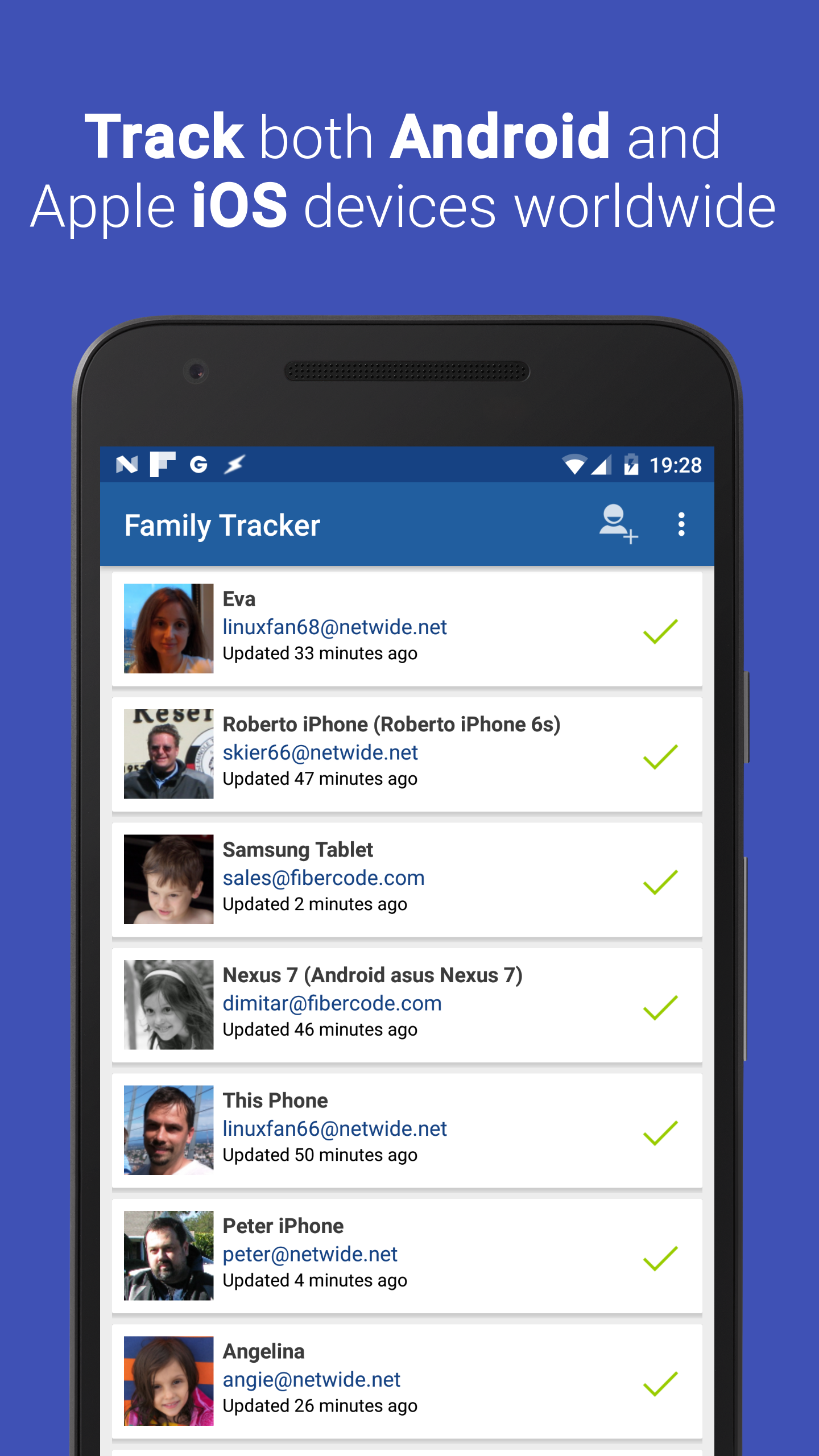 Android application Family Tracker screenshort