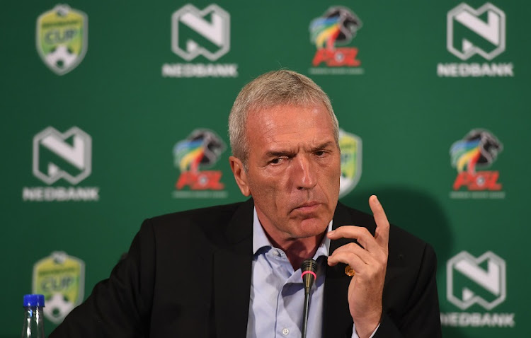 Kaizer Chiefs coach Ernst Middendorp during the Kaizer Chiefs Press Conference at PSL Offices on February 14, 2019 in Johannesburg, South Africa.