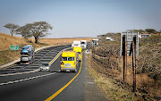 A convoy of trucks carrying essential goods just outside Harrismith. File photo.