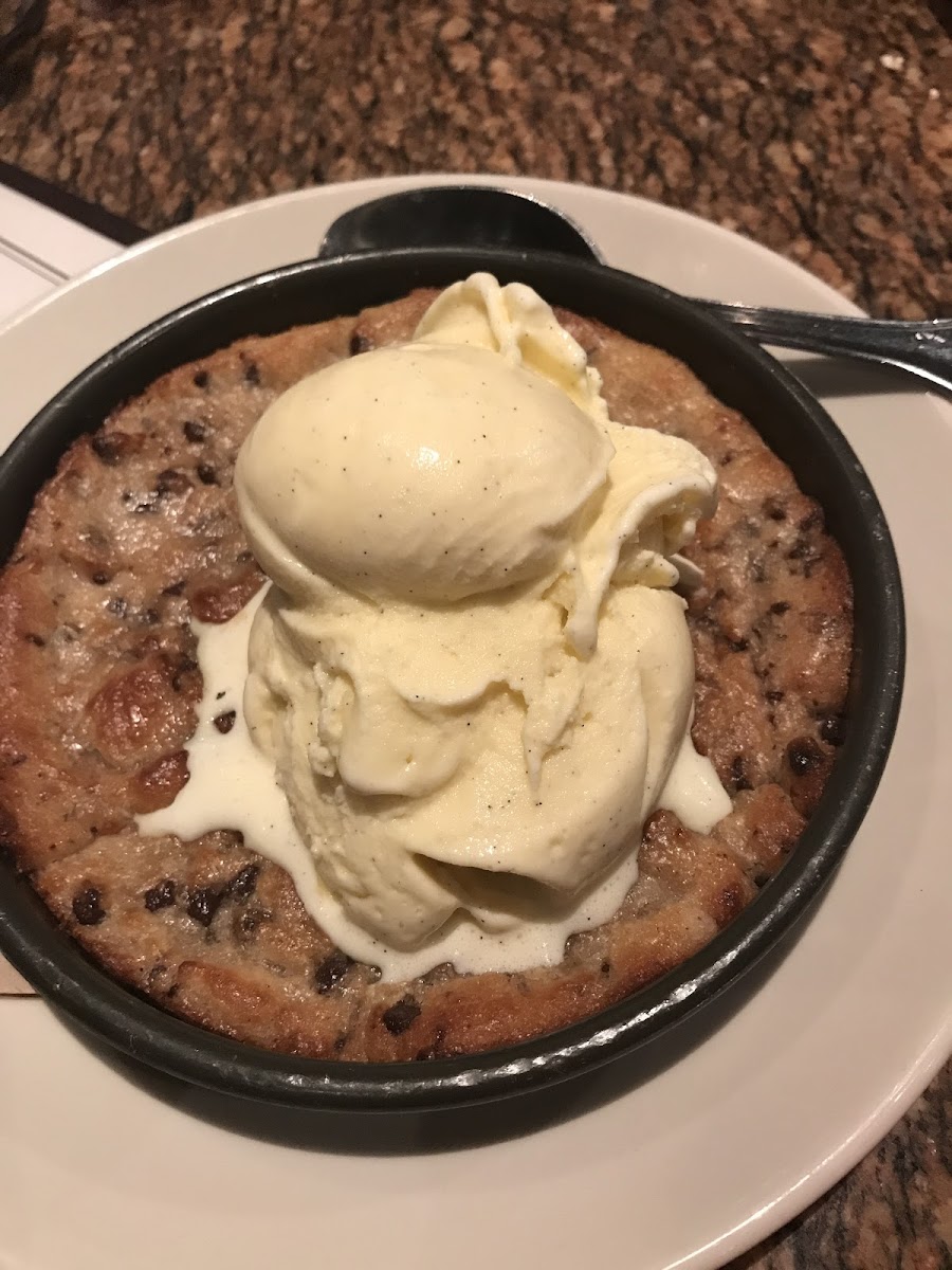 Gf chocolate chip cookie with vanilla ice cream!